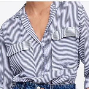 Zara blue and white striped shirt.